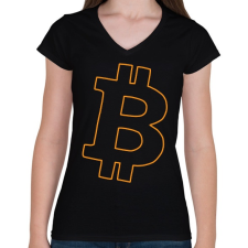 PRINTFASHION bitcoin - Női V-nyakú póló - Fekete női póló