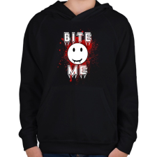 PRINTFASHION bite me - Gyerek kapucnis pulóver - Fekete gyerek pulóver, kardigán