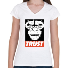 PRINTFASHION Bizalom - Női V-nyakú póló - Fehér