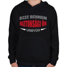 PRINTFASHION Biztonsági őr vagyok - Gyerek kapucnis pulóver - Fekete