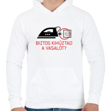 PRINTFASHION biztos kihúztad a vasalót? - Férfi kapucnis pulóver - Fehér férfi pulóver, kardigán