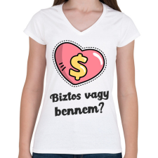 PRINTFASHION Biztos vagy bennem - Női V-nyakú póló - Fehér női póló