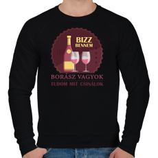PRINTFASHION Bízz bennem - Borász vagyok - Férfi pulóver - Fekete