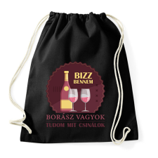 PRINTFASHION Bízz bennem - Borász vagyok - Sportzsák, Tornazsák - Fekete tornazsák