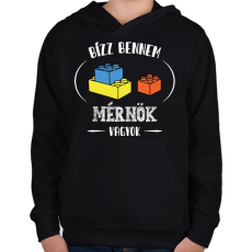 PRINTFASHION Bízz bennem - Mérnök - Gyerek kapucnis pulóver - Fekete