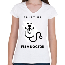 PRINTFASHION Bízz bennem - Női V-nyakú póló - Fehér női póló