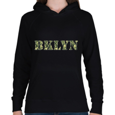 PRINTFASHION BKLYN - Női kapucnis pulóver - Fekete női pulóver, kardigán