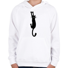 PRINTFASHION Black cat - Gyerek kapucnis pulóver - Fehér gyerek pulóver, kardigán