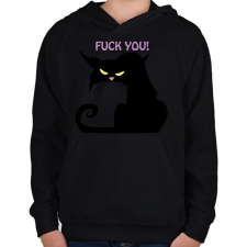 PRINTFASHION Black cat - Gyerek kapucnis pulóver - Fekete gyerek pulóver, kardigán