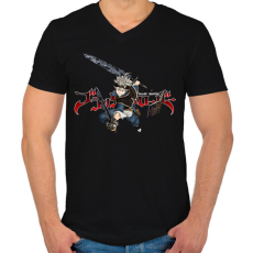 PRINTFASHION Black Clover Asta - Férfi V-nyakú póló - Fekete