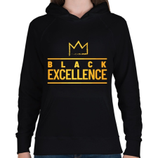 PRINTFASHION Black excellence - Női kapucnis pulóver - Fekete női pulóver, kardigán