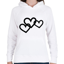 PRINTFASHION Black hearts - Női kapucnis pulóver - Fehér női pulóver, kardigán
