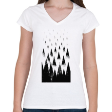 PRINTFASHION Black hills - Női V-nyakú póló - Fehér