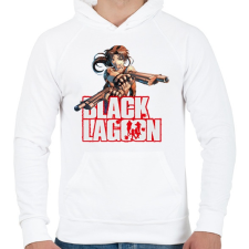PRINTFASHION Black Lagoon - Férfi kapucnis pulóver - Fehér férfi pulóver, kardigán