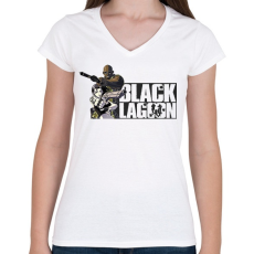 PRINTFASHION Black Lagoon  - Női V-nyakú póló - Fehér