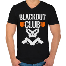 PRINTFASHION Blackout club - Férfi V-nyakú póló - Fekete férfi póló