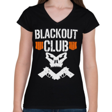 PRINTFASHION Blackout club - Női V-nyakú póló - Fekete