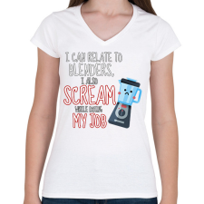 PRINTFASHION Blenders (white) - Női V-nyakú póló - Fehér női póló