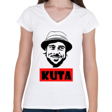 PRINTFASHION Blöff - KUTA - Női V-nyakú póló - Fehér női póló