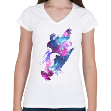 PRINTFASHION Bloody fight - Női V-nyakú póló - Fehér