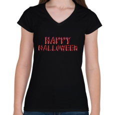 PRINTFASHION Bloody Halloween - Női V-nyakú póló - Fekete