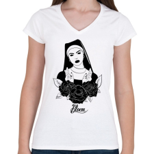 PRINTFASHION Bloom - Női V-nyakú póló - Fehér női póló