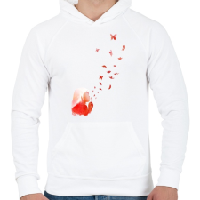 PRINTFASHION Blowing butterflies - Férfi kapucnis pulóver - Fehér férfi pulóver, kardigán