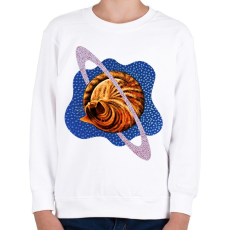 PRINTFASHION Blue cat planet - Gyerek pulóver - Fehér