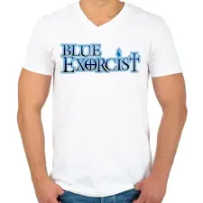 PRINTFASHION Blue Exorcist - Férfi V-nyakú póló - Fehér férfi póló