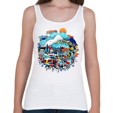 PRINTFASHION Blue landscape - Női atléta - Fehér női trikó