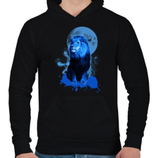 PRINTFASHION blue lion - Férfi kapucnis pulóver - Fekete férfi pulóver, kardigán