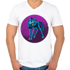 PRINTFASHION Blue Wolf - Férfi V-nyakú póló - Fehér