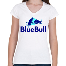 PRINTFASHION BlueBull - Női V-nyakú póló - Fehér női póló