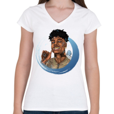 PRINTFASHION Blueface - Női V-nyakú póló - Fehér