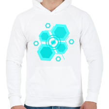PRINTFASHION bluehexagon - Férfi kapucnis pulóver - Fehér férfi pulóver, kardigán