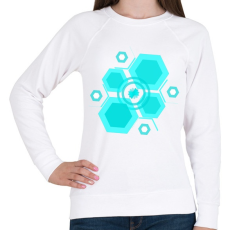 PRINTFASHION bluehexagon - Női pulóver - Fehér