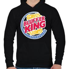 PRINTFASHION Bluffer King - Férfi kapucnis pulóver - Fekete férfi pulóver, kardigán