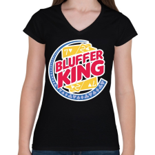 PRINTFASHION Bluffer King - Női V-nyakú póló - Fekete női póló