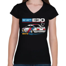 PRINTFASHION BMW 3 E30 - Női V-nyakú póló - Fekete női póló
