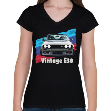 PRINTFASHION BMW E30 - Női V-nyakú póló - Fekete női póló