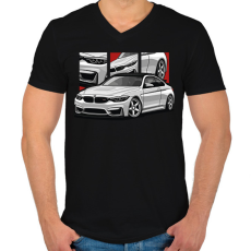 PRINTFASHION BMW illusztráció - Férfi V-nyakú póló - Fekete