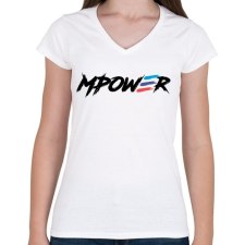 PRINTFASHION BMW MPOWER - Női V-nyakú póló - Fehér női póló