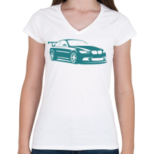 PRINTFASHION BMW - Női V-nyakú póló - Fehér női póló