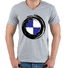 PRINTFASHION BMW tornádó - Férfi V-nyakú póló - Sport szürke