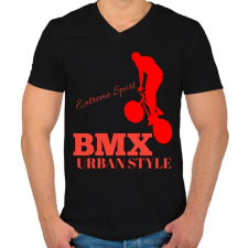 PRINTFASHION Bmx - Férfi V-nyakú póló - Fekete férfi póló