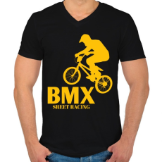 PRINTFASHION Bmx - Férfi V-nyakú póló - Fekete