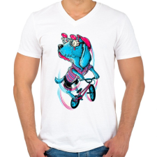 PRINTFASHION BMX kutya - Férfi V-nyakú póló - Fehér férfi póló