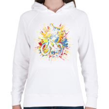 PRINTFASHION BMX - Női kapucnis pulóver - Fehér női pulóver, kardigán