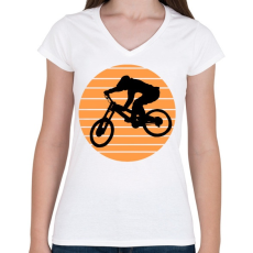 PRINTFASHION bmx - Női V-nyakú póló - Fehér