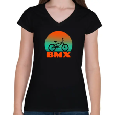 PRINTFASHION BMX - Női V-nyakú póló - Fekete női póló